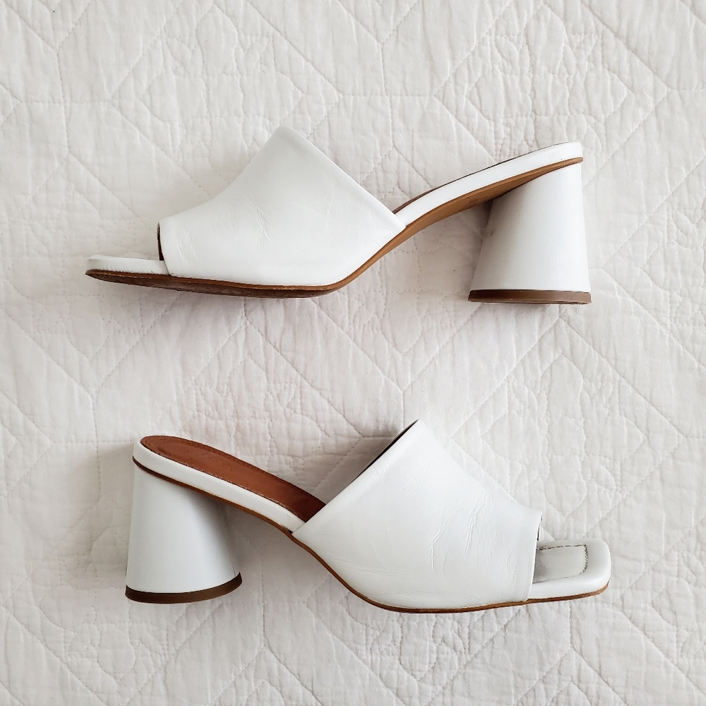 SOLD ASOS DESIGN Health Premium Leather Heeled Mules In White - Picture 4 of 8